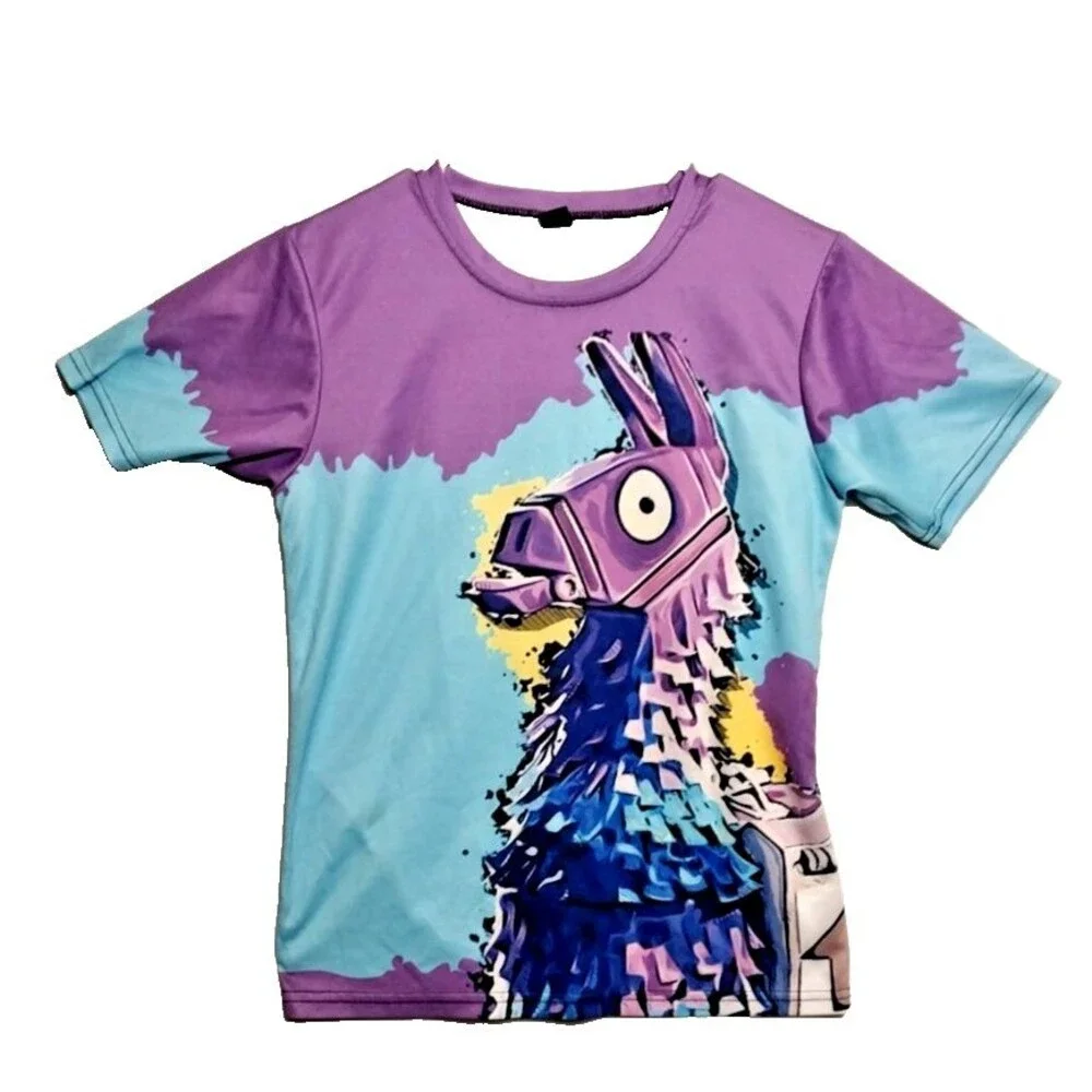 Mine Craft Boys Llama Graphic Short Sleeve T-Shirt-Size 5 XS-unisex